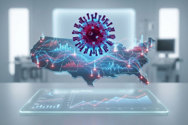 Influenza A H3N2 subclade K virus electron microscope image showing 2025 flu variant"
