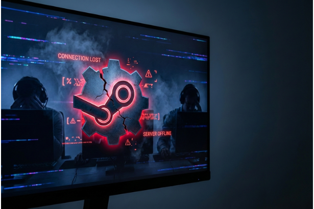 Steam down error screen showing E502 Bad Gateway during December 2025 outage