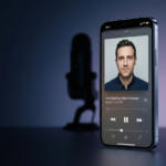 Apple Podcasts app displaying enhanced video podcast experience on iPhone