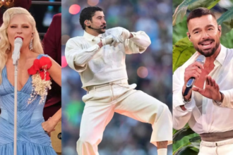 Bad Bunny performing at Super Bowl LX halftime show