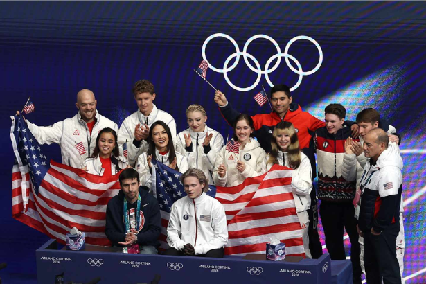's figure skating podium at 2026 Winter Olympics