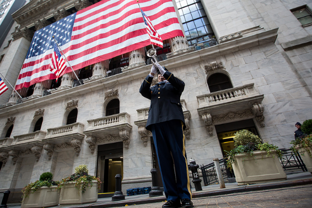 Wall Street American flag outside NYSE on holiday closure