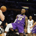 Victor Wembanyama defending LeBron James during Spurs vs Lakers game