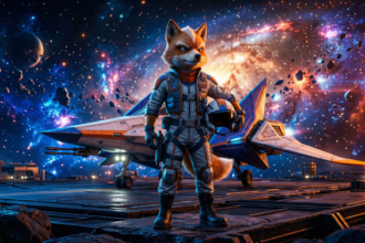 Fox McCloud Super Mario Galaxy movie poster showing crossover character