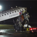 LaGuardia Airport crash Air Canada CRJ-900 Runway 4 Port Authority fire truck collision March 23 2026 nose damage tilted