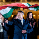 Hungarian election results 2026 crowd celebration