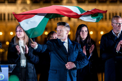 Hungarian election results 2026 crowd celebration