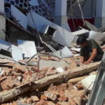 Indonesia earthquake damaged buildings aftermath