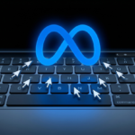 Meta employee tracking AI training Meta logo keyboard cursor surveillance