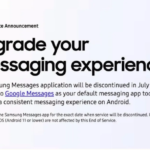 Samsung Messages app discontinued migration to Google Messages