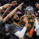 Knicks NBA Finals 2026 Karl-Anthony Towns Eastern Conference Championship trophy