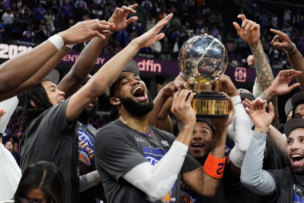 Knicks NBA Finals 2026 Karl-Anthony Towns Eastern Conference Championship trophy