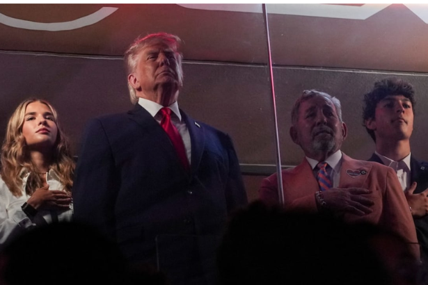 Trump at NBA Finals 2026 Madison Square Garden Game 3 box seat Knicks Spurs June 8