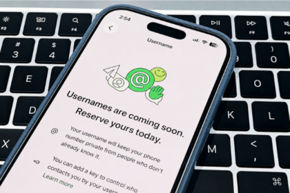 WhatsApp Username Risks illustration showing a fake WhatsApp username, impersonation warning, identity theft, and cybersecurity protection concepts.