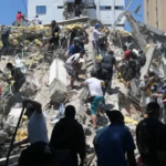Colombia earthquake damage and collapsed buildings in Cali