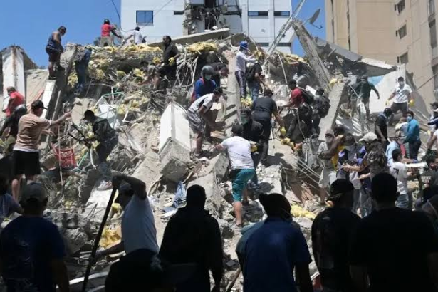 Colombia earthquake damage and collapsed buildings in Cali