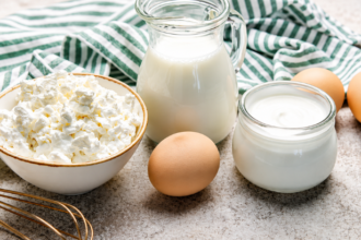Full-fat dairy study - assortment of dairy products