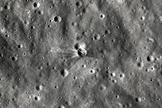 SpaceX upper stage Moon impact crater photographed by NASA's Lunar Reconnaissance Orbiter