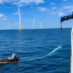 Wind turbine blade North Sea - offshore turbines at sea