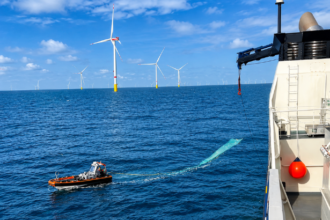 Wind turbine blade North Sea - offshore turbines at sea