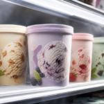 Rebel Creamery ice cream products in a grocery store freezer