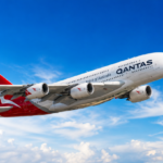Qantas A380 maintenance work light left inside aircraft wing