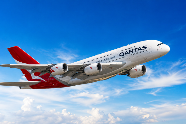 Qantas A380 maintenance work light left inside aircraft wing