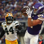Packers vs Vikings Carson Wentz throwing a touchdown pass in Week 1