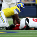 Jaxson Dart injury as Giants quarterback leaves Rams game with knee injury