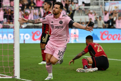 Lionel Messi celebrates his 100th goal for Inter Miami in the 2026 Campeones Cup final against Cruz Azul