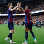 Barcelona vs Rayo Vallecano Raphinha celebrates after scoring