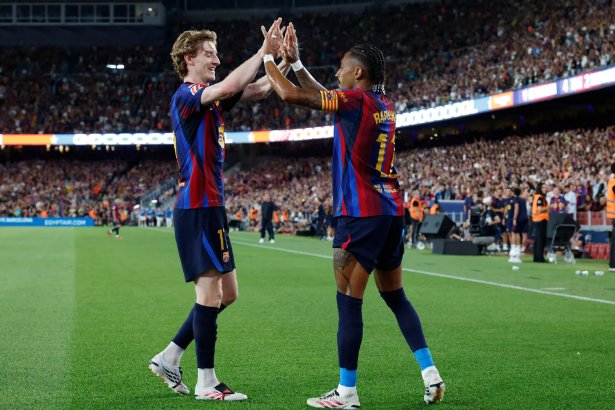 Barcelona vs Rayo Vallecano Raphinha celebrates after scoring
