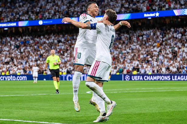 Real Madrid vs Inter players celebrate during the Champions League opener