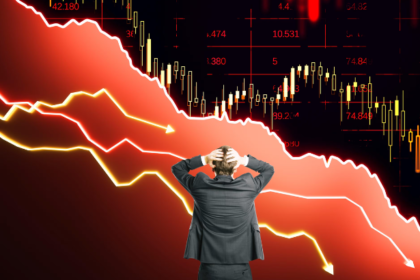 Stock market crash chart showing rising investor concern and market volatility