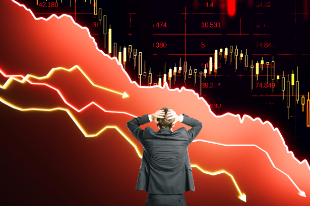 Stock market crash chart showing rising investor concern and market volatility