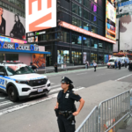 Times Square stabbing scene near West 42nd Street and Seventh Avenue