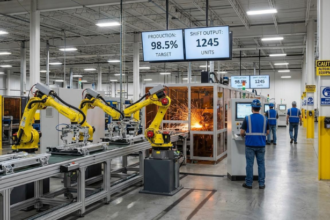 Industrial AI in manufacturing with connected machines and automated production equipment