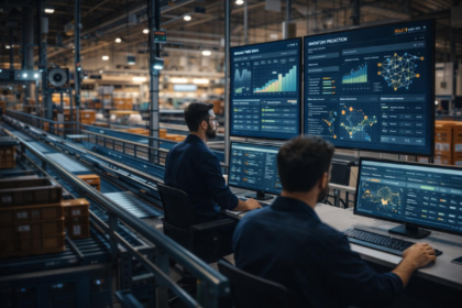 AI in supply chain management analyzing demand, inventory and logistics data