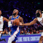 Cavaliers and 76ers players during their October 22, 2026 NBA game