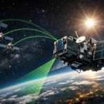 Illustration of a Russian satellite approaching a commercial ICEYE radar satellite in low Earth orbit