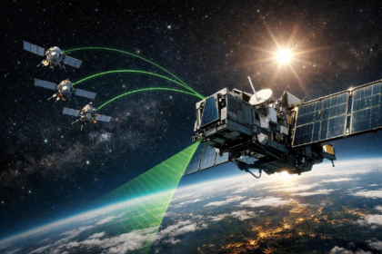 Illustration of a Russian satellite approaching a commercial ICEYE radar satellite in low Earth orbit