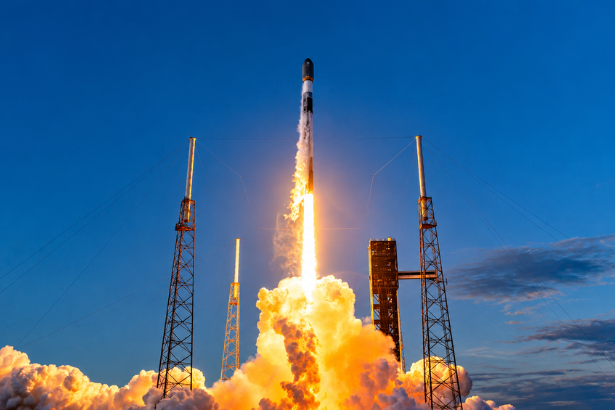 SpaceX Falcon 9 rocket launch for the SpaceX Starfall capsule launch and Bandwagon-5 mission