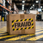 Freight truck loading at a US distribution warehouse