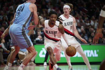 Grizzlies vs Trail Blazers players competing during the October 29, 2026, NBA game