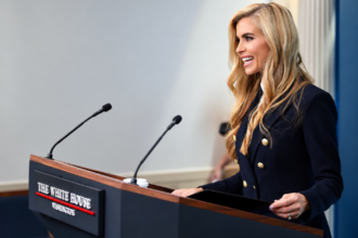 New White House press secretary Katie Zacharia during her first White House press briefing