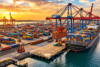 US supply chain trends as container ships unload at the Port of Los Angeles