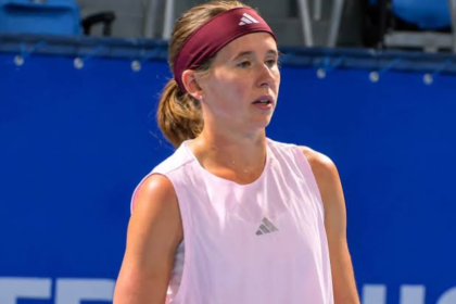 Aliaksandra Sasnovich competing at the 2026 Toray Pan Pacific Open in Tokyo