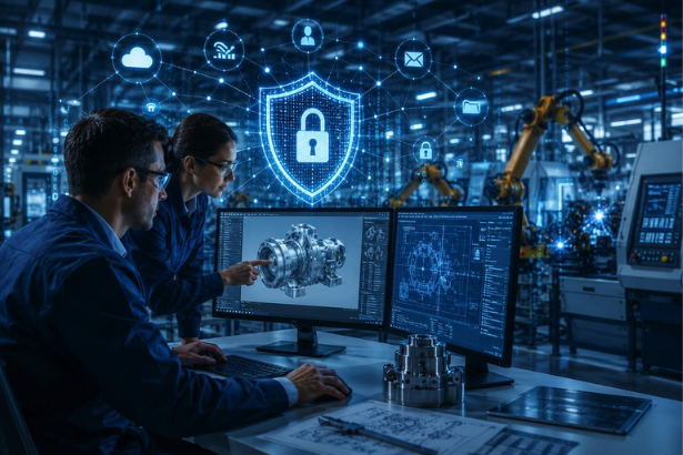 CMMC and AI in defense manufacturing with a secure industrial facility