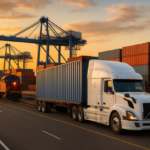 U.S. logistics trends Q4 2026 showing trucks, rail containers and freight operations