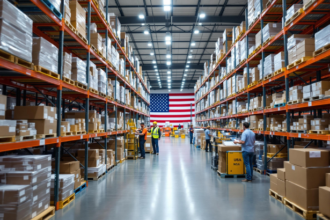 U.S. supply chain trends 2026 with warehouse inventory, cargo containers and supplier networks